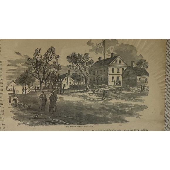 Antique Military Newspaper Engravings Original Rare 1800s Nelson House Civil War - Picture 1 of 4